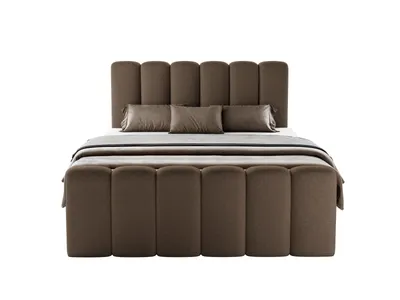 Produktbild von Boxspringbett NOLA 200x200 cm Komplett-Set mit Bettkasten, Bonell-Matratze und Topper, Bouclé Braun