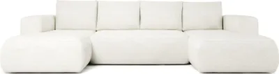 Produktbild von Easy4You Lambi Weiß Ecksofa U-Form 338 x 89 x 164 cm mit Schlaffunktion und Stauraum - Schlafsofa mit Bettkasten - Moderne Wohnzimmermöbel – Stoff: Boucle 01