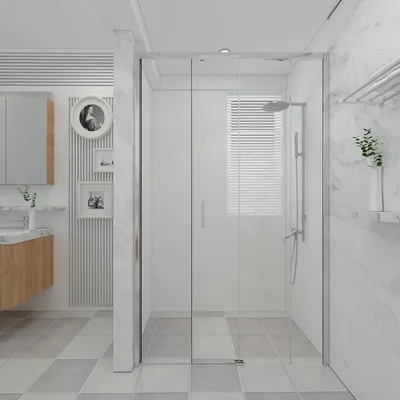 Immagine prodotto di Cabina doccia 115 cm a parete con accesso facilitato con un vetro fisso e un vetro scorrevole Altezza 200 cm - FRASCIO