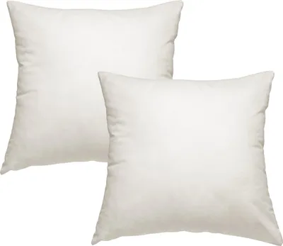 Two white pillows are shown against a white background.