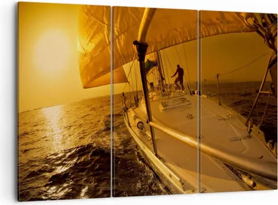 Produktbild von Bild auf Leinwand - Leinwandbild - Ozean Segelboot Yacht - 105x70cm - Wand Bild - Wanddeko - Leinwanddruck - Bilder - Kunstdruck - Wanddekoration - Leinwand bilder - Wandkunst - CE105x70-0322