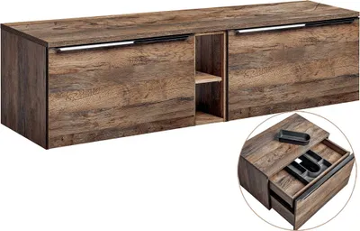 Produktbild von Waschtischunterschrank 180cm mit 2 Auszügen PUEBLA-56 in Vintage Oak Eiche, B/H/T 180,4/48,5/46 cm