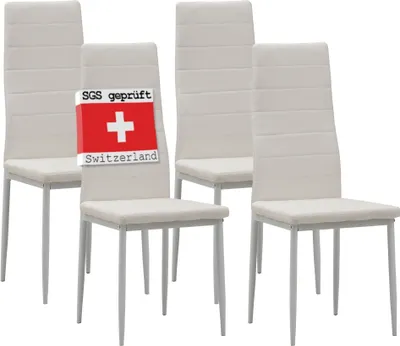 Produktbild von Albatros Esszimmerstühle MILANO 4er Set, Weiss - Polsterstuhl mit Kunstleder-Bezug, Modernes Stilvolles Design am Esstisch-Küchenstuhl oder Stuhl Esszimmer mit hoher Belastbarkeit bis 110kg