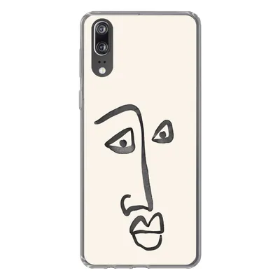 Produktbild von MuchoWow® Handyhülle Schutzhülle Hülle für Huawei P20 Gesicht - Augen - Strichzeichnung Silikon Softcase Handy Hülle - Hardcover