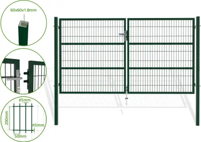 Produktbild von Doppelflügeliges Zauntor 3m RAZO H.160cm grün