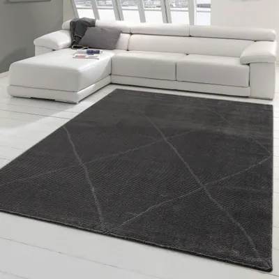Image de Tapis classique Recycel Rib - doux - losanges en anthracite Taille - 200 x 290 cm