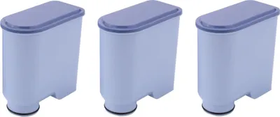 Three identical water filters are arranged side-by-side against a white background.