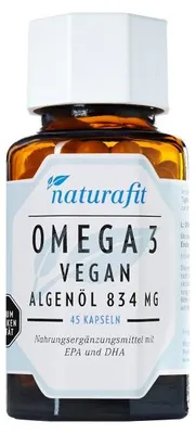 Produktbild von naturafit Omega 3 vegan Algenöl 834 mg Kapseln, 45 St. Kapseln
