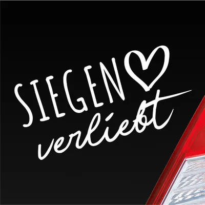 Produktbild von Auto Aufkleber Siegen verliebt Herz Stadt Heimat Liebe Car 19x9 cm Weiss Glanz Sticker Heckscheibenaufkleber