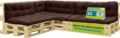 Produktbild von Pillows24 - Vankúše na palety odolné voči vode a UV žiareniu - SADA 8 kusov | Vankúše na europalety 120x80 - Nábytok z paliet - Vonkajší/vnútorný, hnedá