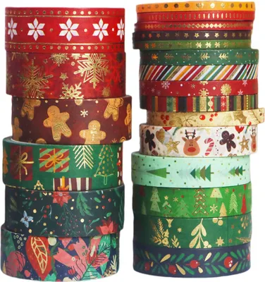 Produktbild von Weihnachten Washi Tape Set, 21 Rollen dekoratives Masking Tape mit Weihnachtsbaum- und Schneeflockenmotiv für DIY, Scrapbooking & Geschenkverpackung