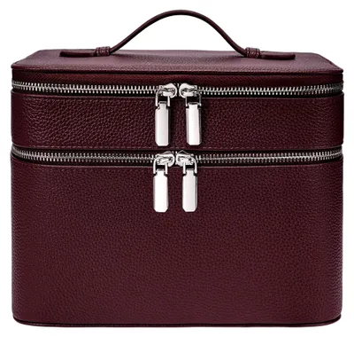 Produktbild von Kosmetiktasche für Damen, Kulturtasche mit großem Volumen und zwei Fächern, Reise-Kosmetiktasche mit Griffen