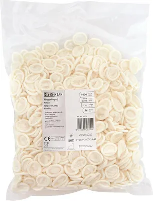 Immagine prodotto di Hygostar 26155 Culle per dita in nitrile bianco taglia 8/M senza polvere