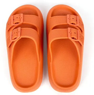 Produktbild von ASKSA Uni Hausschuhe Super Weich Sandalen mit Schnalle Dicken EVA Schlappen Rutschfeste Badelatschen, Orange, Groesse: 39-40