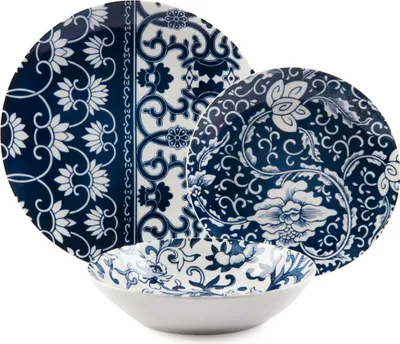 Image de Service de table 18 pièces Excelsa Blue Silk Porcelaine multicolore