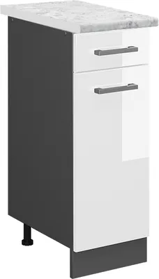 Produktbild von Küchenunterschrank Vicco R-Line Weiß Hochglanz 30 cm AP Marmor, Model 45681