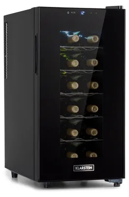 Zdjęcie produktu dla Szafka na wino Klarstein, slim, 1 strefa, szklane drzwi, ochrona UV, 11-18 °C, 18 butelek