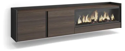 Immagine prodotto di Mobili TV effetto legno rovere e nero 212x35x50cm camino effetto fuoco