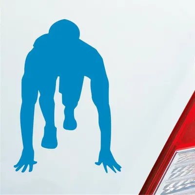 Produktbild von Auto Aufkleber Läufer Marathon 100m Sprinten Jogger Laufen 10x7 cm Hellblau Sticker Heckscheibenaufkleber