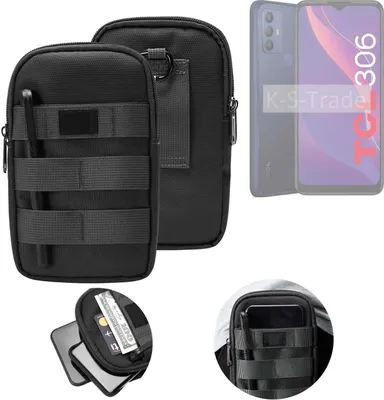 Produktbild von K-S-Trade Holster Gürtel Tasche kompatibel mit TCL 306 Handy Tasche Schutz Hülle dunkel-grau viele Fächer, 1x