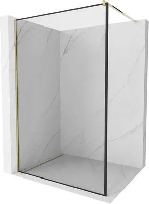 Produktbild von Mexen Kioto Duschwand 100 x 200 cm, Transparent/Schwarzes Design 8 mm, Gold - 800-100-101-50-70