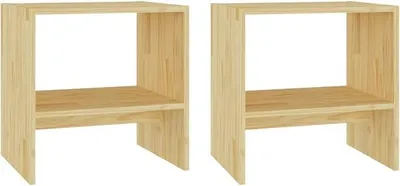 Produktbild von Nachttisch 2er Set Nachtschrank Nachtkommode Kiefer Massivholz 40x30,5x40 cm
