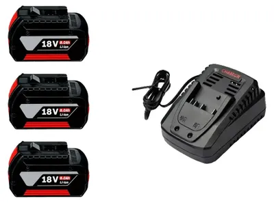 Obrázek produktu pro 18V akumulátor, 8,0 Ah, dobíjecí, kompatibilní s modely elektrického nářadí, nabíječka 8.0AHX3 x 1