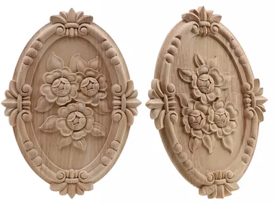 Image de Omgoods - Ornements en bois - 2 pièces, décorations gravées pour meubles