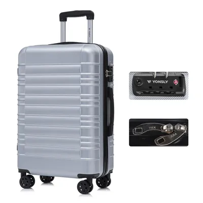 Produktbild von yonsly Premium Reisekoffer TSA-Schloss,YKK-Reißverschluss Hartschalen-Koffer Trolley Kabinenkoffer Rollkoffer Suitcase Handgepäck (Silber, L)