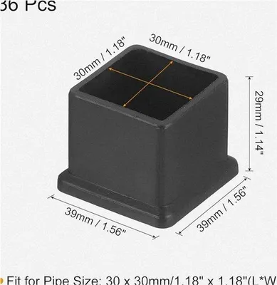 Productafbeelding van Vierkante PVC-beschermdoppen voor stoelpoten, 36 stuks, zwart, 30 mm x 30 mm