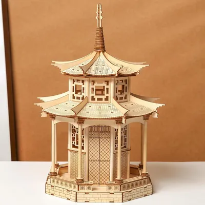 Immagine prodotto di Set di modellismo in legno 3D, puzzle a forma di pagoda, per adulti