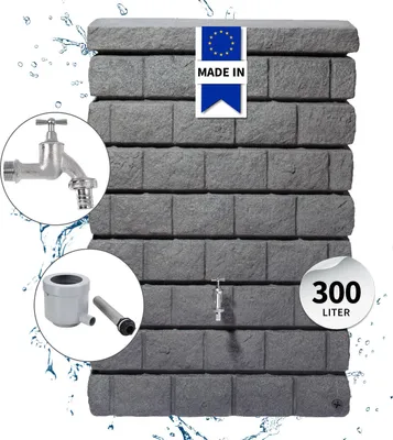 Produktbild von GARANTIA ROCKY Junior Wandtank Komplett-Set 300 Liter dark granite inkl. Chrom-Auslaufhahn und Fallrohranschluss