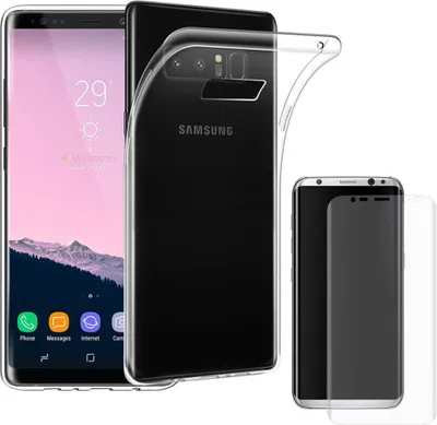 Produktbild von Silikoncase Transparent + Panzerfolie für Samsung Galaxy Note 8 N950F Tasche Neu