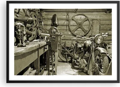 Produktbild von Gerahmtes Poster - Schwarzer Rahmen - Werkstatt Motor - 70x50 cm - Wand Bild - Wanddeko - Wandbilder - Kunstposter - Wandposter - Bilderrahmen - Bilder - Kunstdruck - Wandbild - P2BAA70x50-3519
