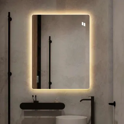 Produktbild von LED Badspiegel 60x80 cm – Rahmenlos, Hinterleuchtet, Anti-Beschlag, Dimmbar, 3 Lichtfarben, Memory-Funktion, horizontal & vertikal montierbar