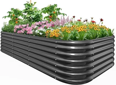 Imagen del producto de Cama elevada ovalada, galvanizada, de 240 x 120 x 62 cm