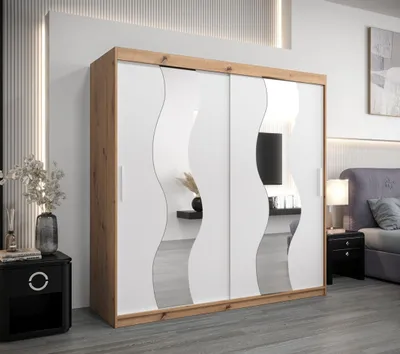 Obrázek produktu pro Šatní skříň JESIKA - šířka 200 cm, dub artisan / bílá