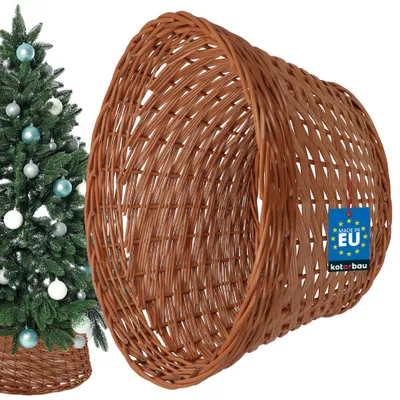 Image de KOTARBAU® Sapin de Noël Rock en osier Ø 40 cm, couleur naturelle Support pour sapin de Noël en rotin naturel, panier pour sapin de Noël, housse pour sapin de Noël