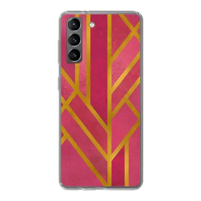 Produktbild von MuchoWow® Handyhülle Schutzhülle Hülle für Samsung Galaxy S21 Gold - Rosa - Geometrisch Silikon Softcase Handy Hülle - Softcase