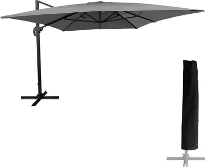 Image de Parasol déporté MOLOKAI rectangulaire 3x4m gris + housse