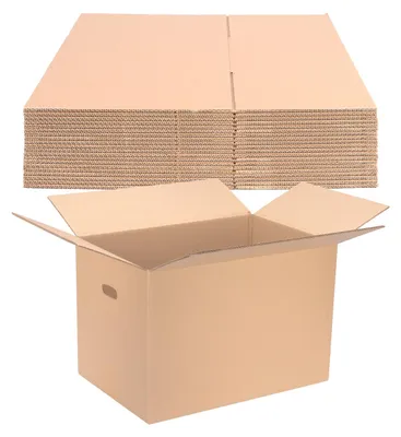 Produktbild von 10 Faltkartons 600 x 400 x 400 mm Versandkartons aus Wellpappe mit Grifflöschern 2 wellige Kartonverpackungen KK 107