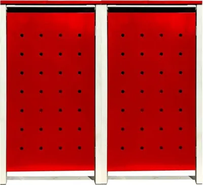 Produktbild von 2 Tailor Mülltonnenboxen Basic für 240 Liter Tonnen / Stanzung 3 / Rot / Grau