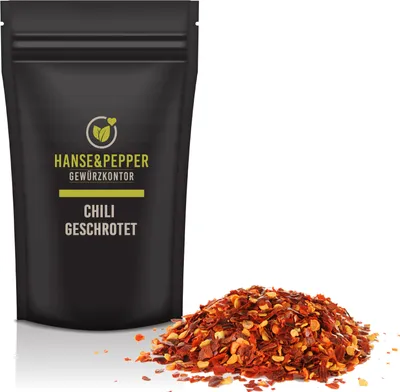 Produktbild von 500g Chili geschrotet Chilli Flocken scharf mit Kernen in Spitzenqualität - Gourmet Serie