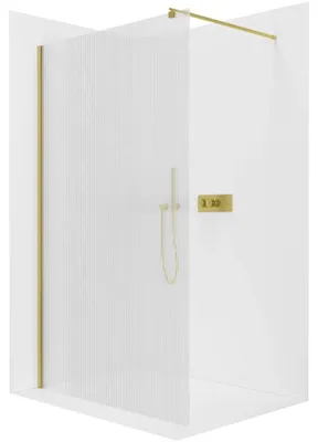 Immagine prodotto di CERANO - Box doccia Walk-in Onyx Round L/P - 8 mm - montante rotondo - dorato, vetro rigato - 120x200 cm