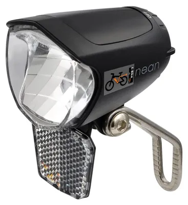 Obrázek produktu pro LED světlo na elektrokolo nean, 70 LUX, s reflektorem a certifikací StVZO, přední světlo na kolo, černé barvy, s hliníkovou chladičkou
