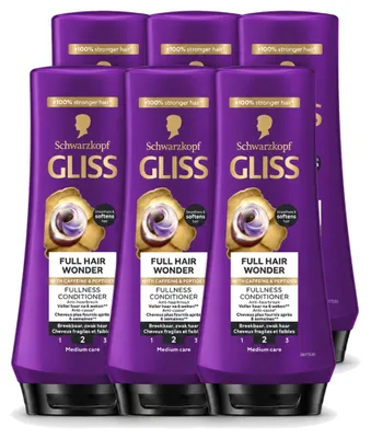 Productafbeelding van 6 x Gliss Full Hair Wonder Conditioner - 200 ml - Voordeelverpakking - 6 stuks