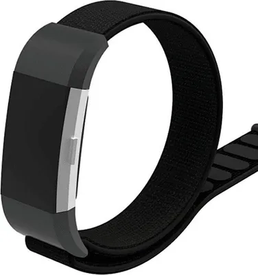 Produktbild von Nylon-Smartwatch-Armband – Passend für Fitbit Charge 2 – Schwarz – Strap-it Uhrenarmband / Armband