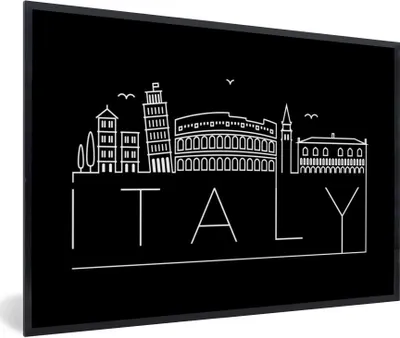 Produktbild von MuchoWow® MuchoWow® Gerahmtes Poster Stadtbild "Italien" mit schwarzem Hintergrund 30x20 cm - Poster mit zchwarzem Bilderrahmen - Kunstdruck - Bild-Poster