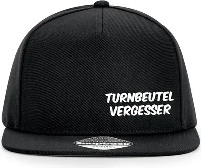 Produktbild von Huuraa Cappy Mütze Turnbeutelvergesser Schriftzug Black Polyester Snapback Kappe Geschenkidee
