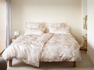 Produktbild von elegante Seiden-Satin-Bettwäsche-Garnitur Grandezza Farbe Apricot Größe 135x200+80x80